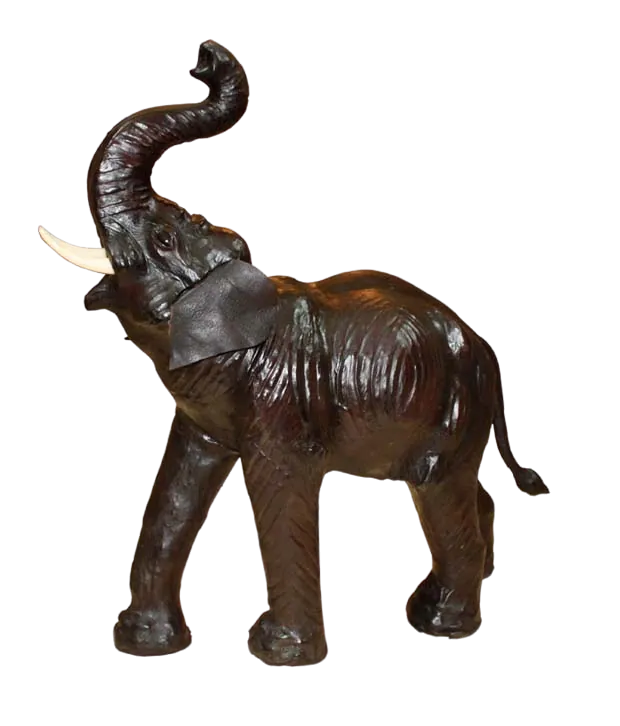 Handcrafted leather elephant sculpture