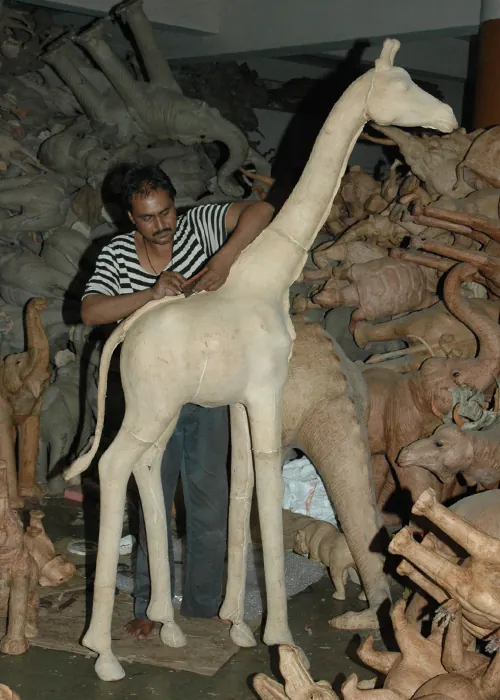 Hand Engraving: a step in handcrafting a leather animal sculpture