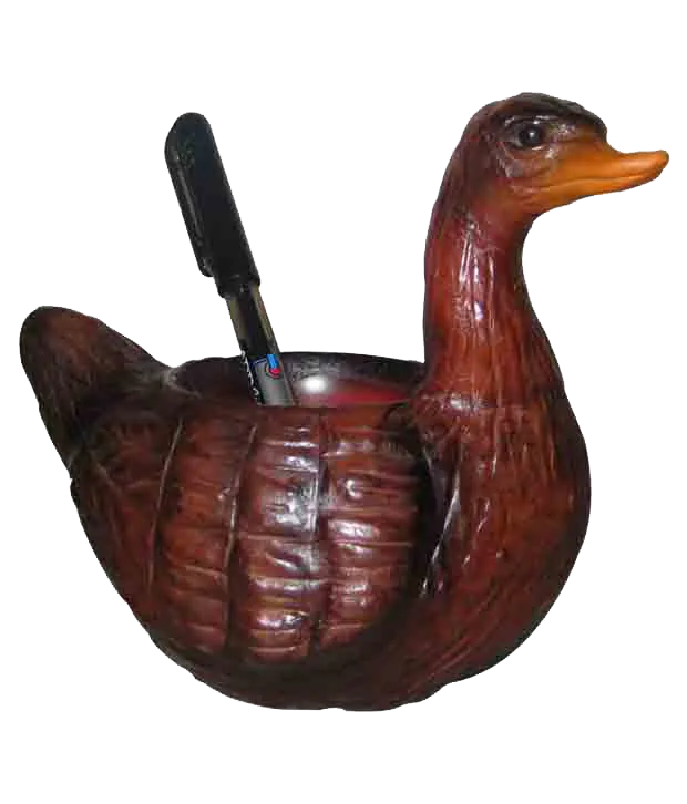 Handcrafted Leather Duck Pen Stand