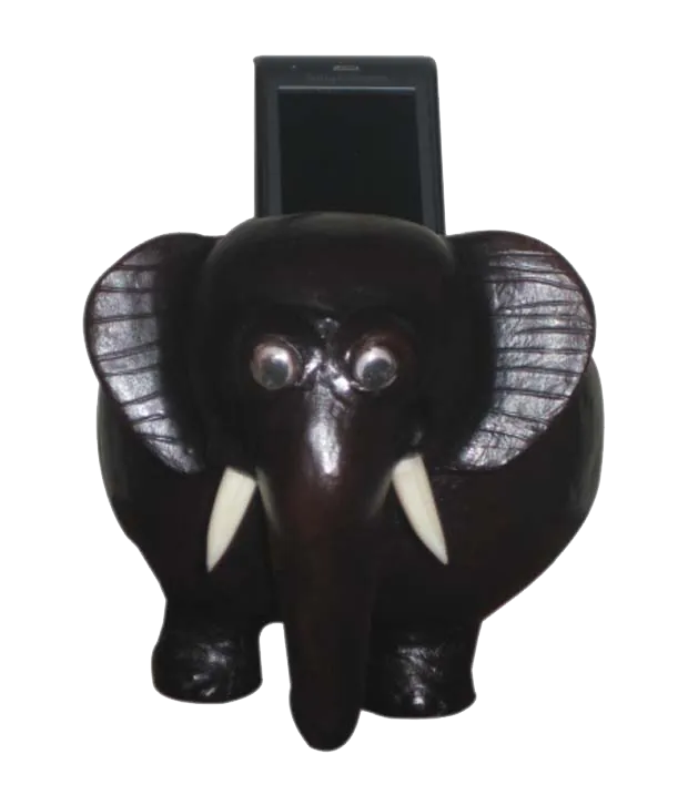 Handcrafted Leather Elephant Pen Stand