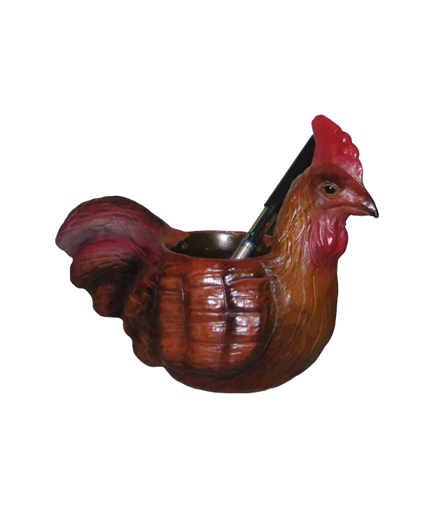 Handcrafted Leather Rooster Pen Stand