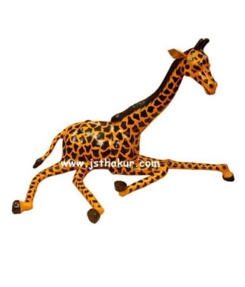 Handcrafted Leather Sitting Giraffe