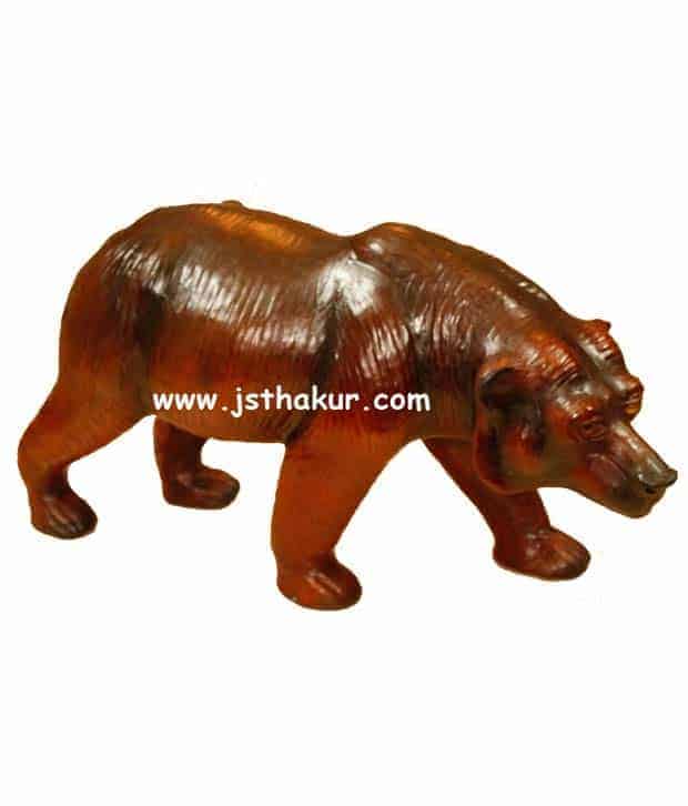 Handcrafted Leather Standing Bear, Stuffed Leather Animals