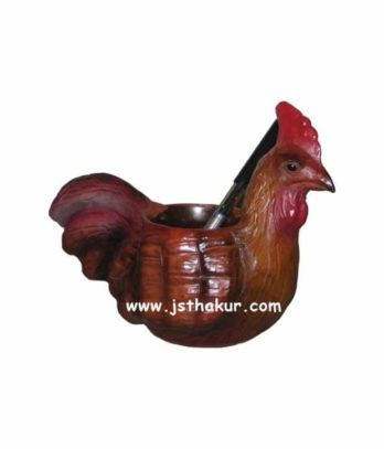 Handcrafted Leather Rooster Pen Stand