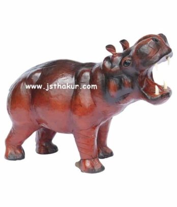 Handcrafted Leather Standing Hippo